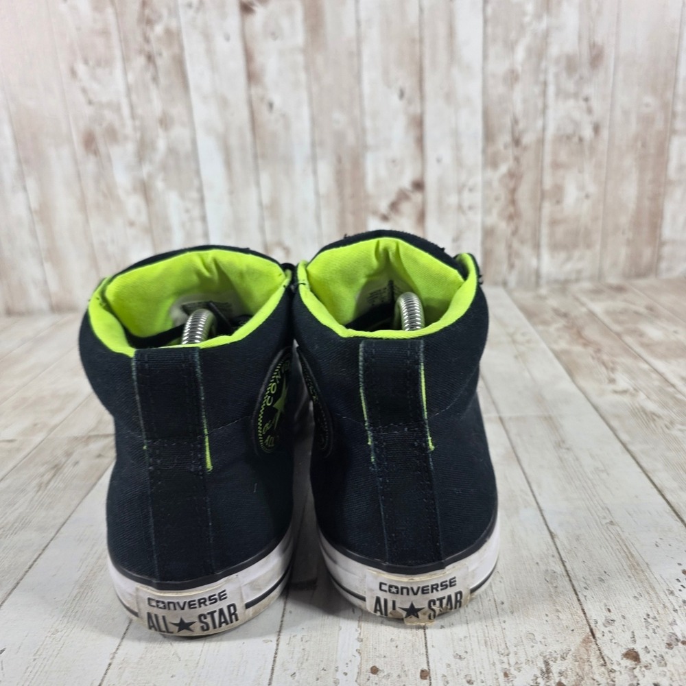 Converse All Star Chuck Taylor Mid Top Sneakers Black Neon Green Men's Size 8 - Picture 3 of 8